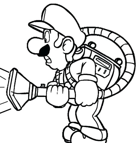 Kolorowanka Luigi z odkurzaczem Kolorowanka Luigi z odkurzaczem